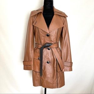 Brown Leather trench coat/jacket